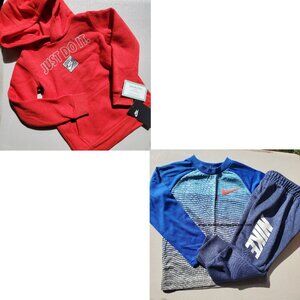 Nike Boys 3T Joggers and Dri-fit Top w/ 4T Hoodie Sweatshirt Blue Red Brand NEW